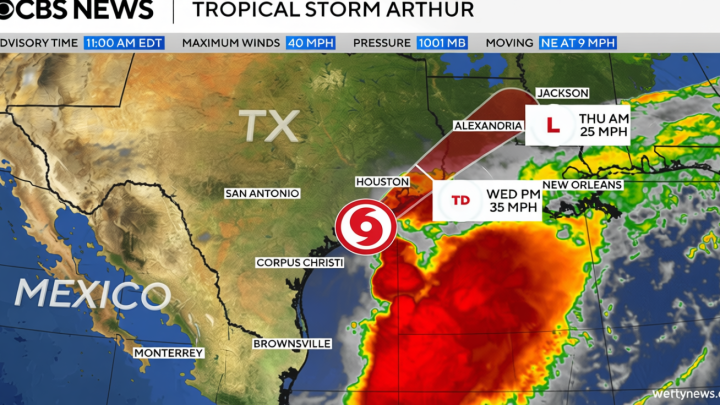 Tropical Storm Arthur, the first Atlantic tropical cyclone of the year, forms off Texas’ Gulf Coast