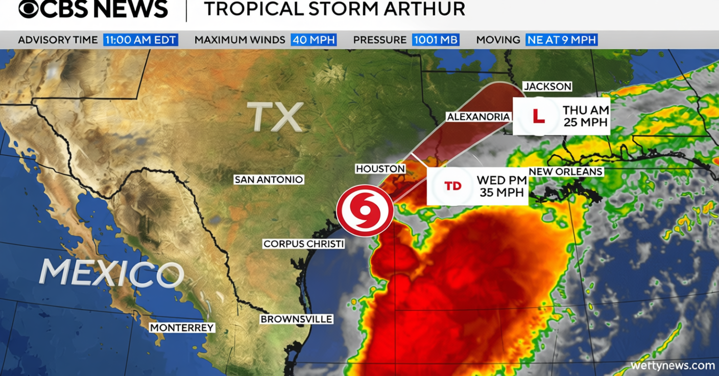Tropical Storm Arthur, the first Atlantic tropical cyclone of the year, forms off Texas’ Gulf Coast