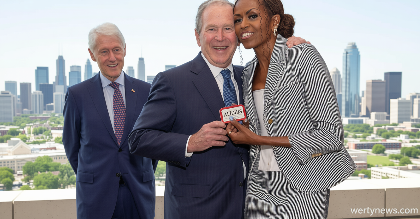 George W. Bush gifts Michelle Obama a tin of Altoids at Obama Center opening in an ode to their friendship