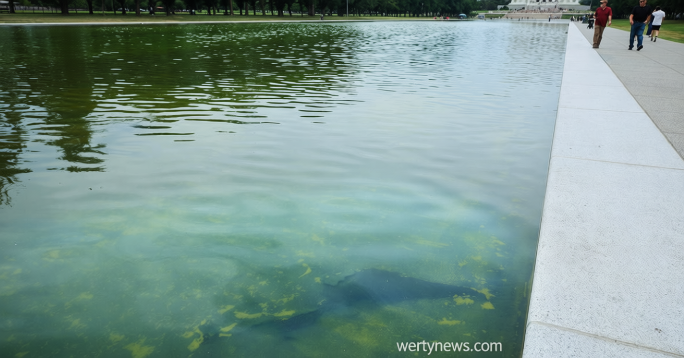 Rips appear in Reflecting Pool’s new sealant, chosen by Trump, after algae turn water green