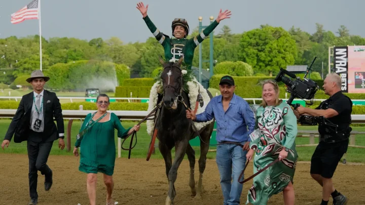 Golden Tempo wins the 2026 Belmont Stakes, month after its historic Kentucky Derby win