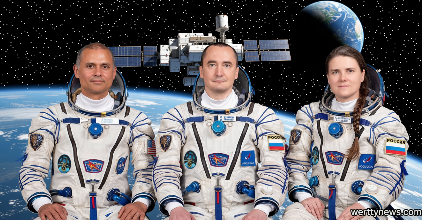 NASA astronaut and 2 cosmonauts blast off for an 8-month stay in space