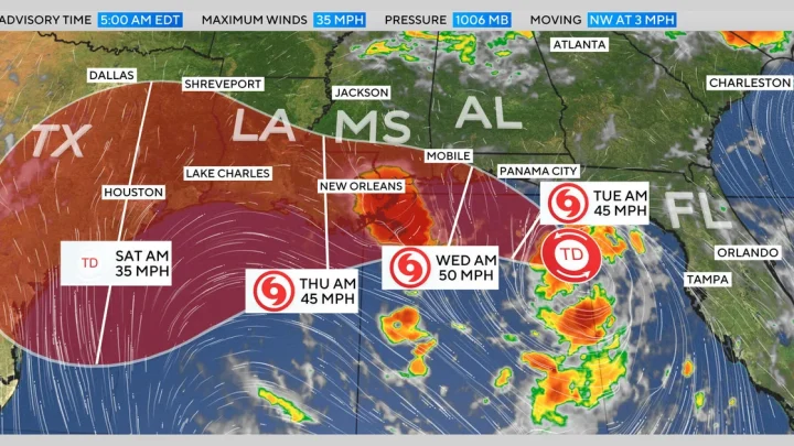 Tropical Storm Bertha forms, threatening Gulf Coast. See a forecast map and its path.
