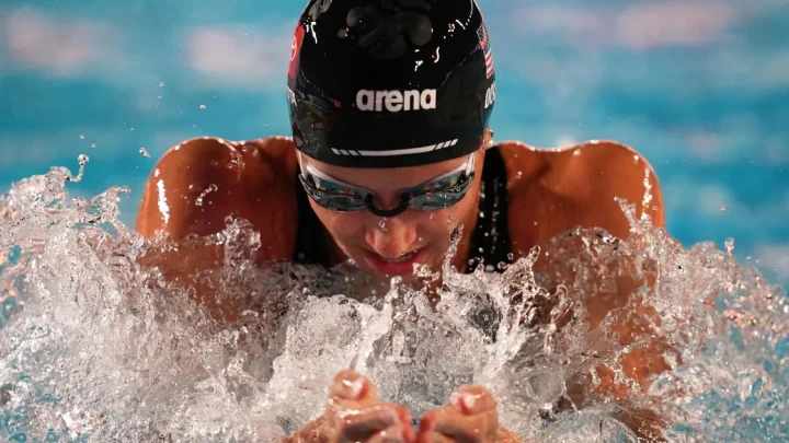 Swimmer Kate Douglass sets 50-meter freestyle world record in Pan Pacific prelims